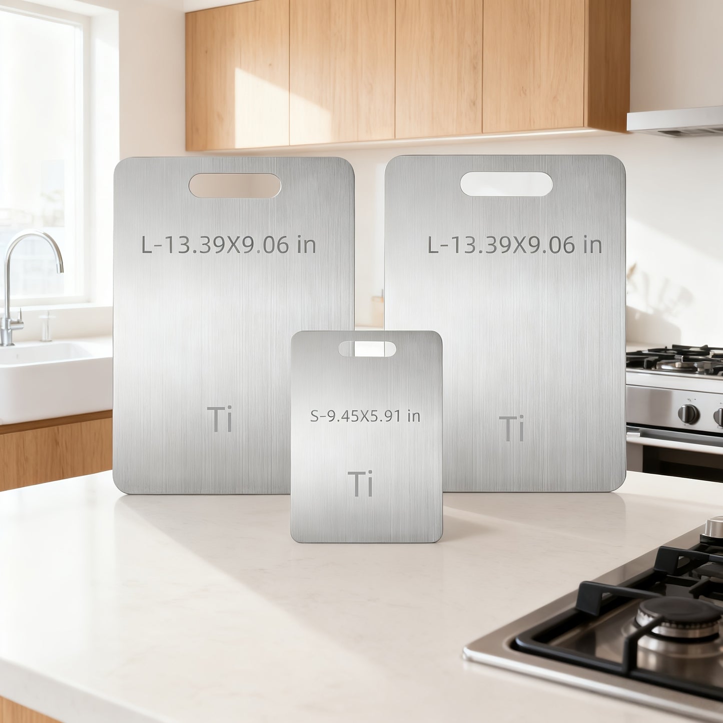 3pcs Pure Titanium Cutting Board Set, 2025 Upgrade.Double-Sided Durable Metal Boards.Dishwasher Safe Kitchen Cutting Boards