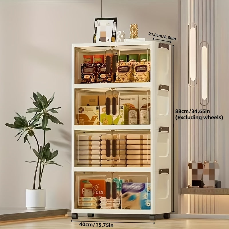 3-4-5 Layer Folding Storage Cabinet With Lid And Wheels