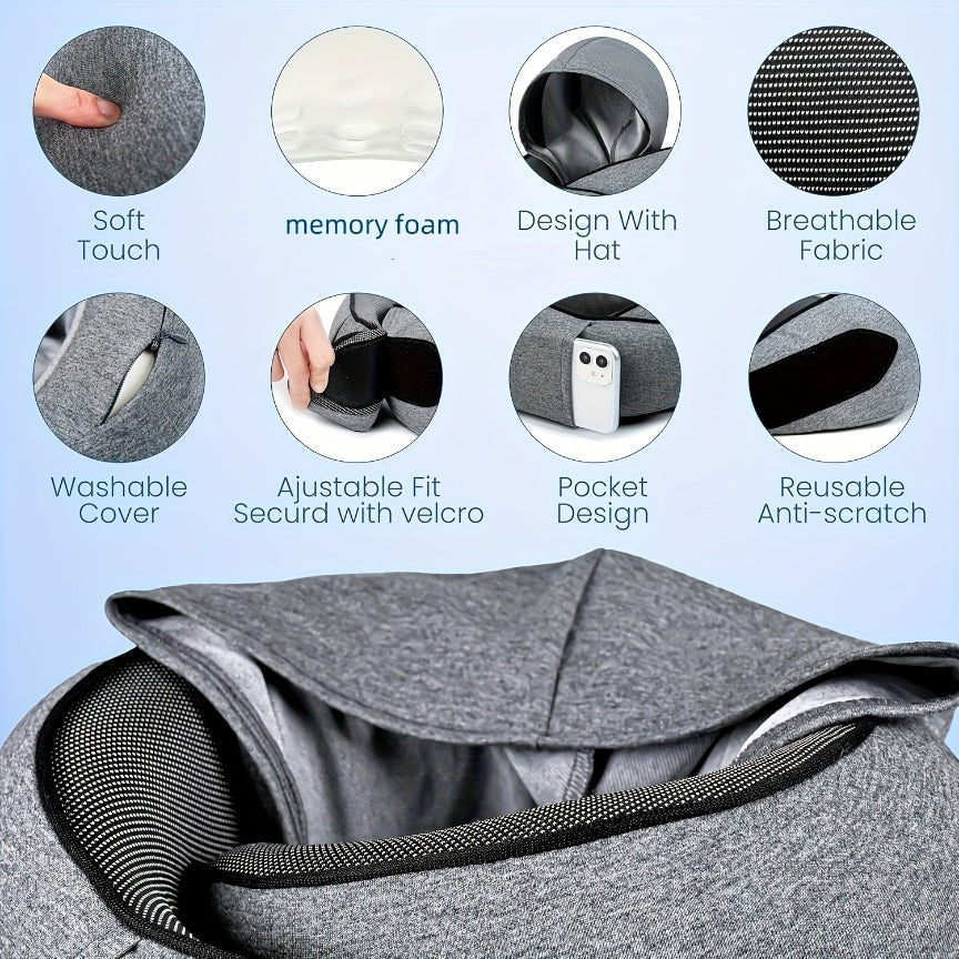 Long-Distance Travel Pillow | Comfortable & Breathable Neck Pillow with Pillowcase, Portable Storage Bag | Ideal for Flights, Home Rest, Car Trips, Sleep Aid, Travel Cushion, for flight Accessories