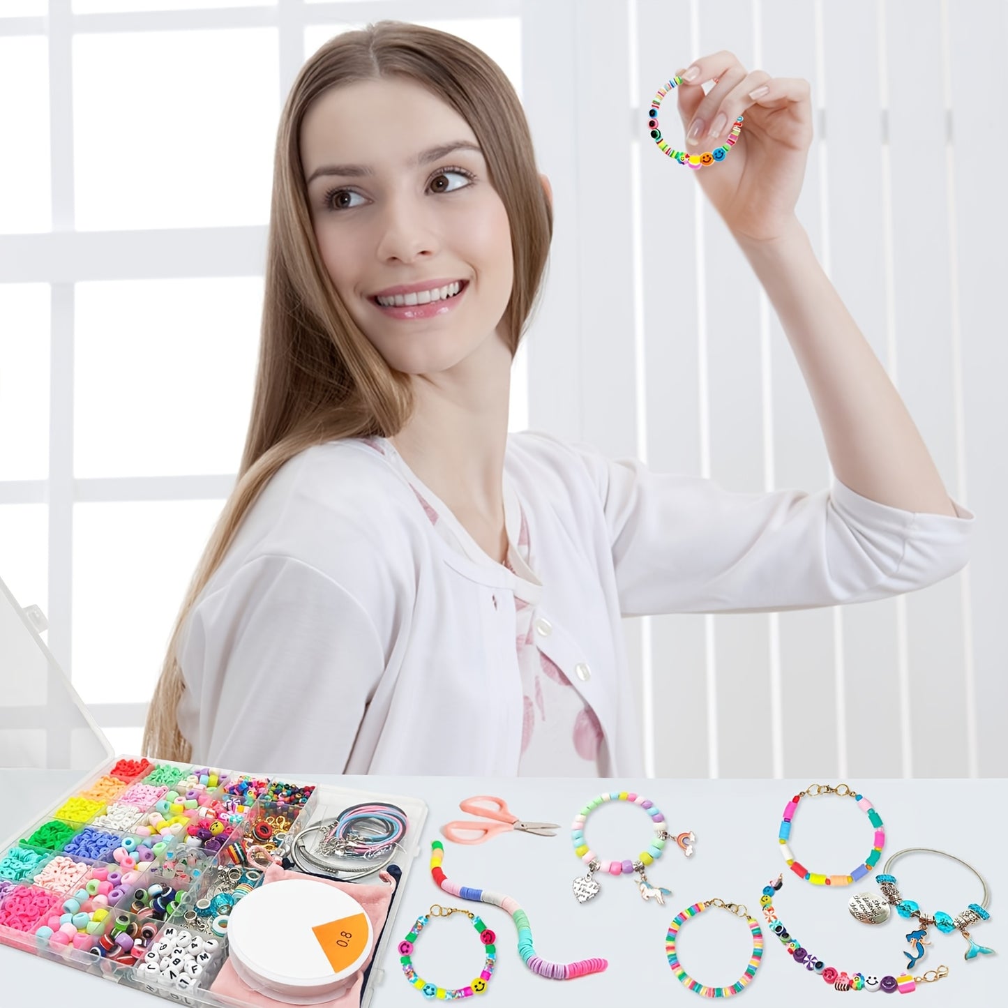 Bracelet Making Kit with Unicorn & Mermaid Beads, Letter Beads, Rainbow Beads & DIY Jewelry Craft - Complete Charm Bracelets Kit for Birthday Party Favors, Creative Birthday/Halloween Gifts with Storage -like Manual (Ages
