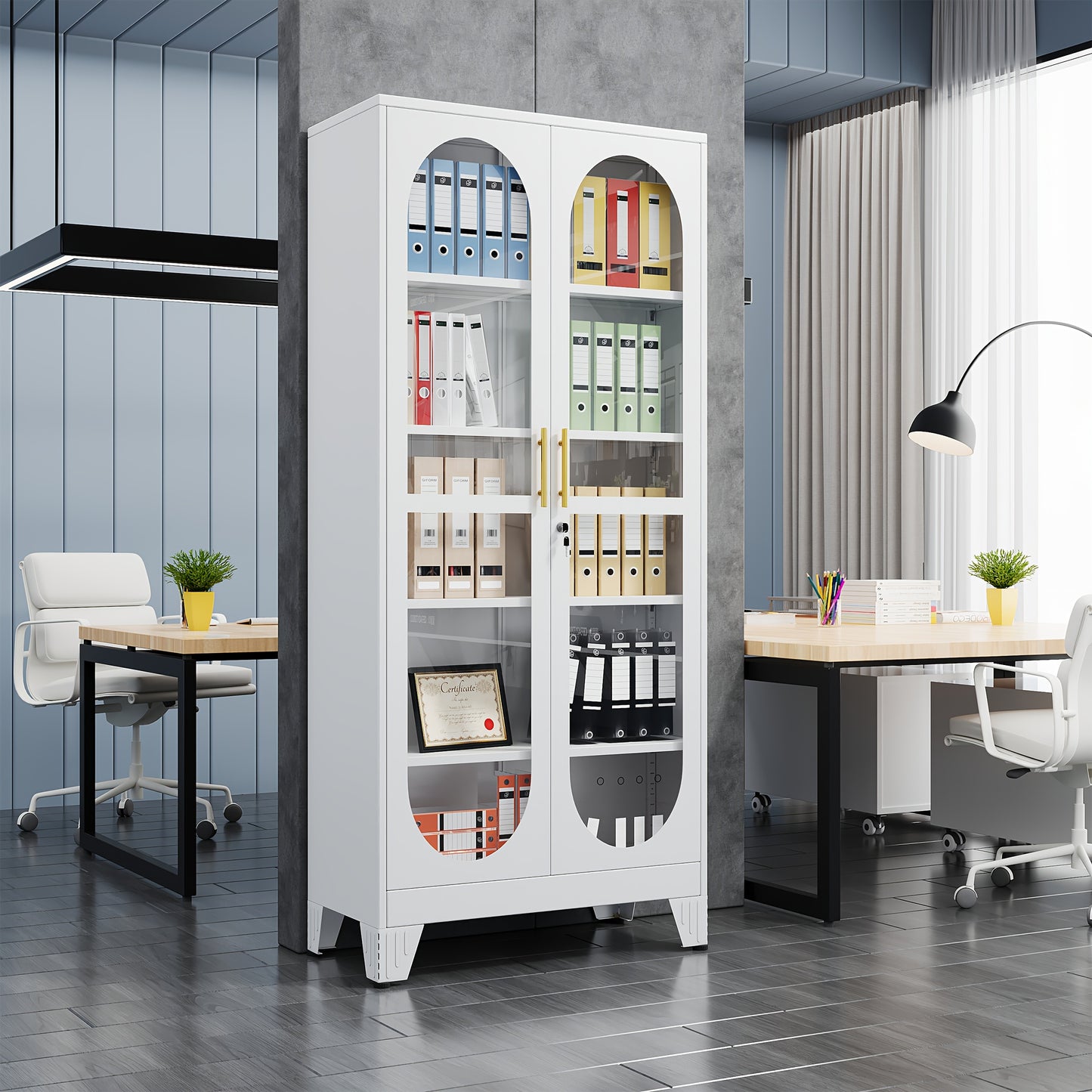 Metal Glass Display Cabinet With Adjustable Shelves For Exhibits