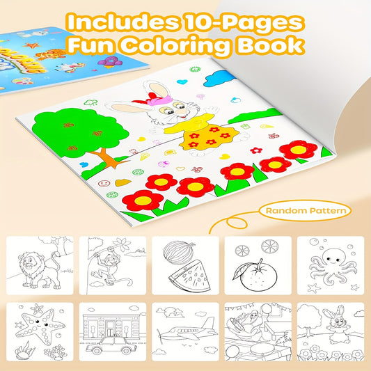 36 Colors Washable Stamp Markers Coloring Set with Portable Box & Stand Suitable for and - Water-Based Washable Ink, Fine Tip Markers for Coloring Books, Travel Supplies, Back to School (Portable Coloring Station)