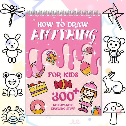 Kids Drawing Sketchbook - How to Draw Anything for Children Ages 3-6, 300+ Step-by-Step Drawing Lessons, Creative Art Projects, Cartoon Characters & Animals, Durable Art Paper, with Educational Activity Book for Preschool & K