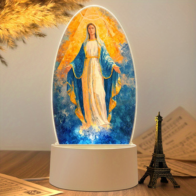 Virgin Mary Night Light USB Powered LED Religious Tabletop Decor