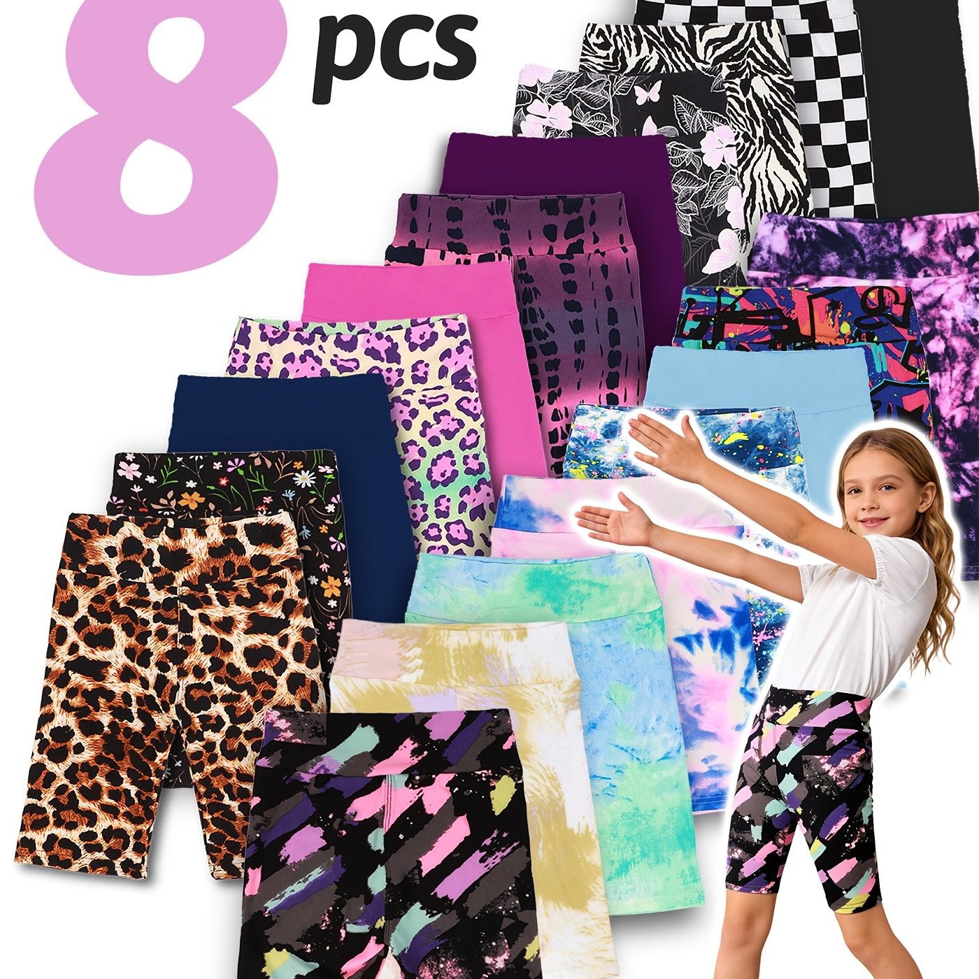 Girls Print Summer Knee High Shorts Regular Fit Soft Stretch