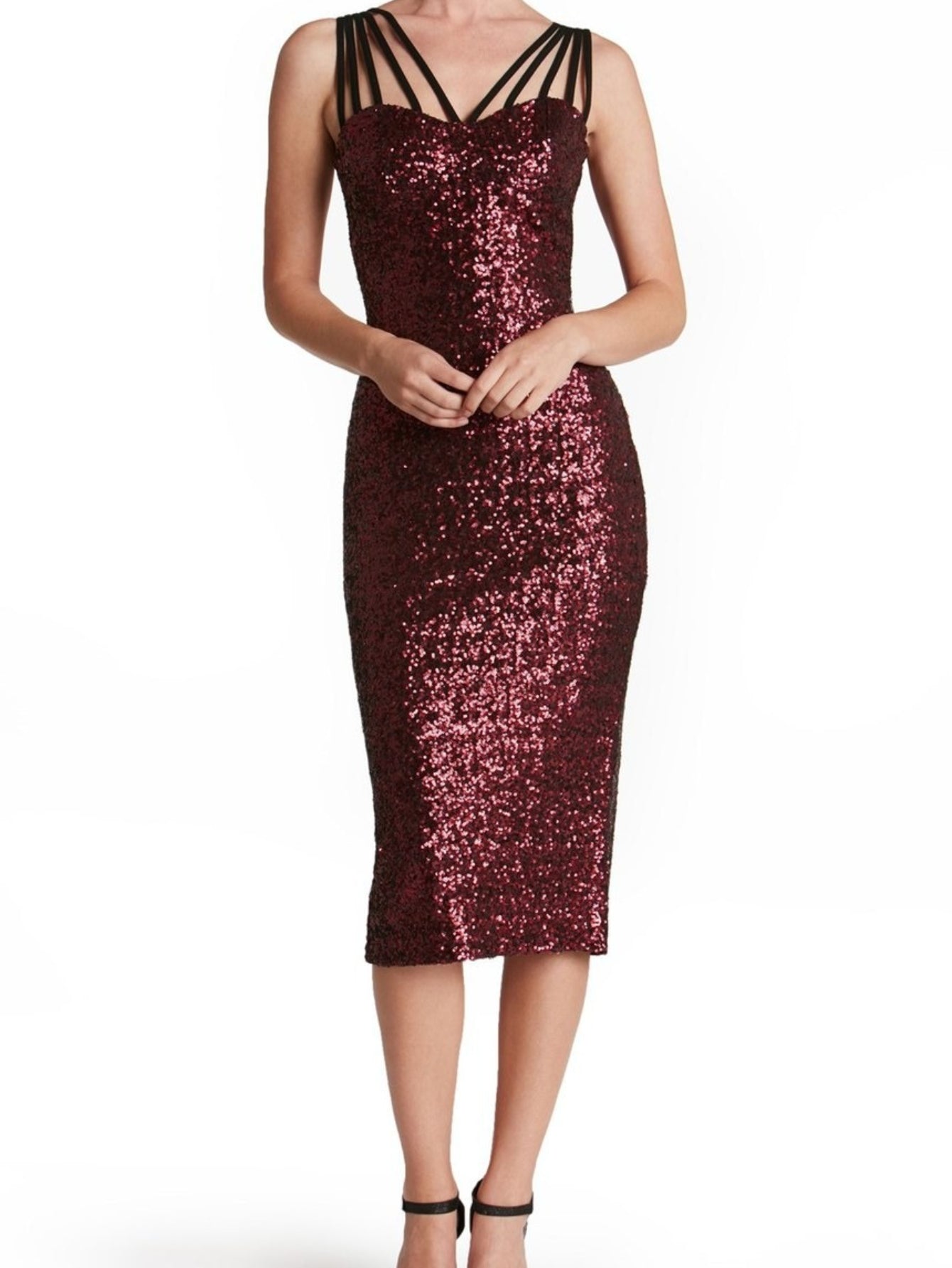 HERTALK Evening Dress for Women | Sexy, Backless Dress with Sequins and Straps, V-Neck, Long Sleeve, Belted, Long Length