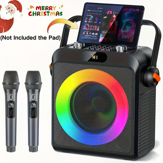 T19-T Karaoke Speaker with 2 Microphones, Karaoke Machine for Adult, Wireless Speaker with Karaoke Function, Home Speaker Karaoke System with RGB Light, Live Streaming Function, Christmas Gift