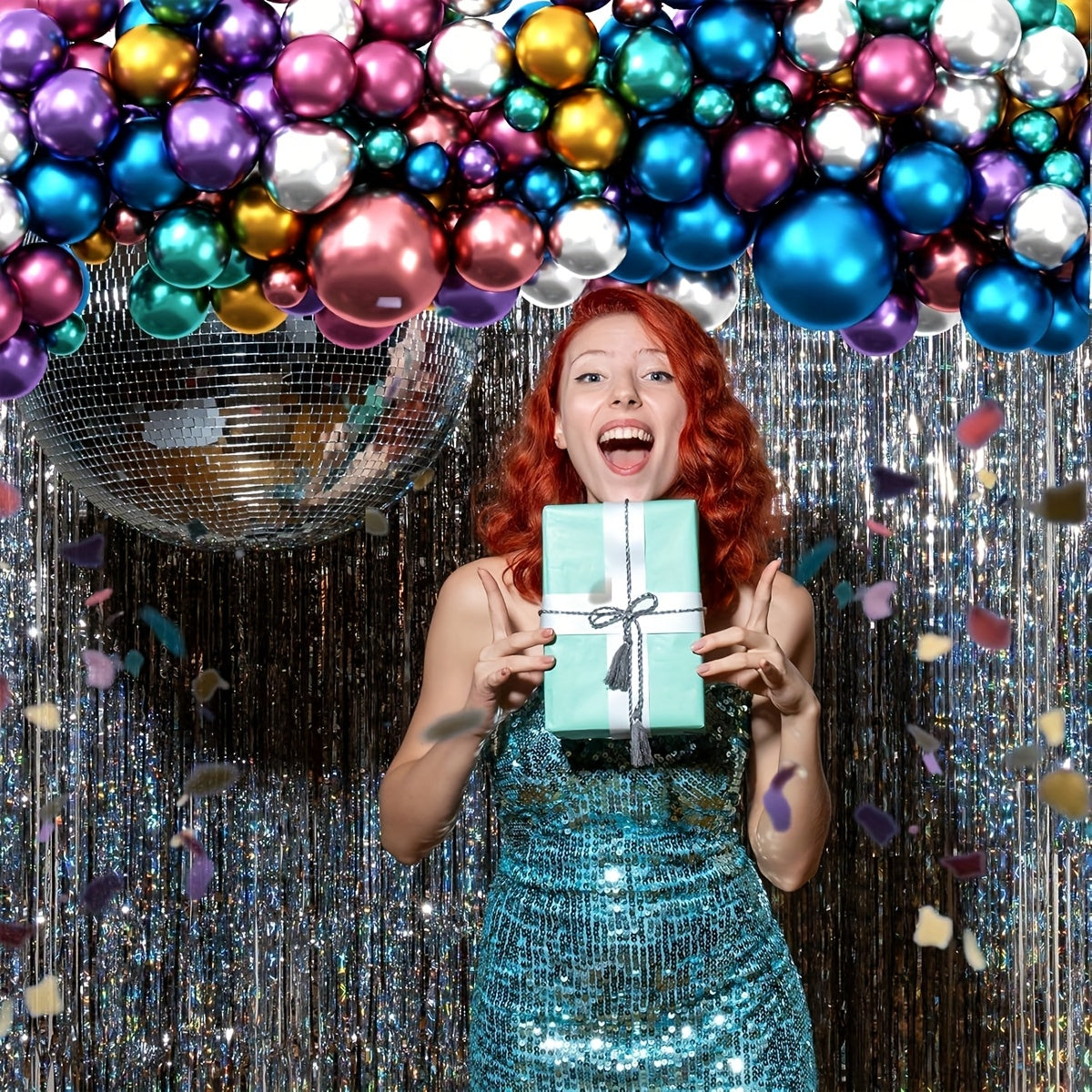 130 Pcs Metallic Foil Balloons 4D Disco Stars Purple Blue Green Red Silver For Birthday Party Wedding Decoration