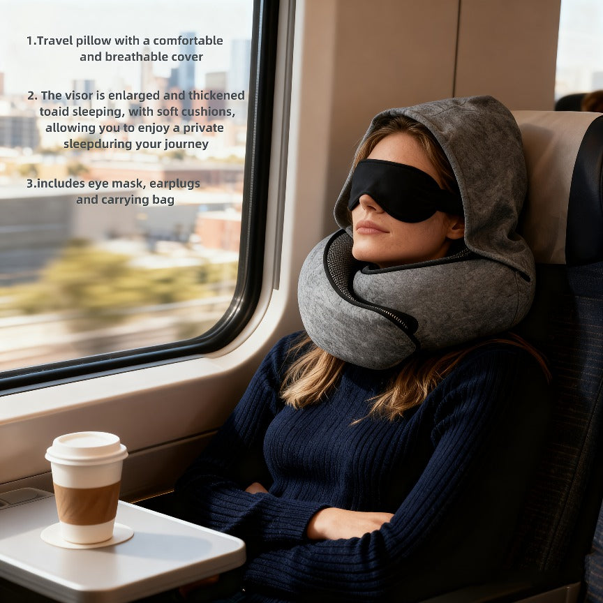 Long-Distance Travel Pillow | Comfortable & Breathable Neck Pillow with Pillowcase, Portable Storage Bag | Ideal for Flights, Home Rest, Car Trips, Sleep Aid, Travel Cushion, for flight Accessories