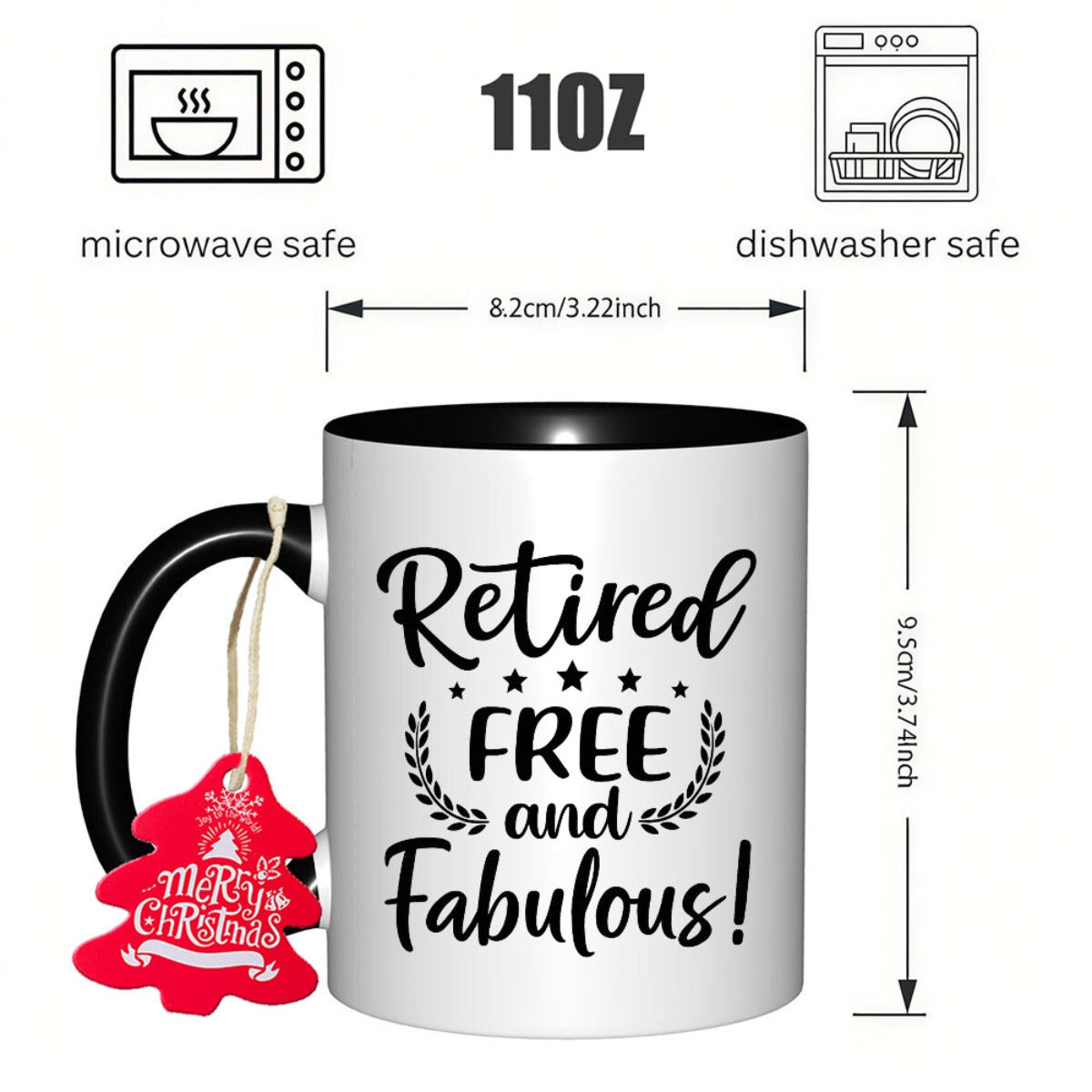 Funny Retirement Coffee Mug with "Retired Free and Fabulous!" Design - Ceramic Cup for Office Workers, Christmas, Halloween, Birthday, Thanksgiving Gifts - Hand Wash Only