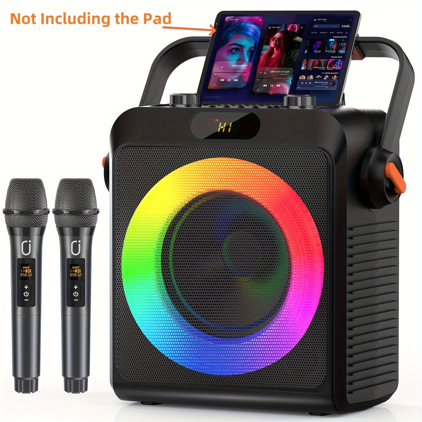 T19-T Karaoke Speaker with 2 Microphones, Karaoke Machine for Adult, Wireless Speaker with Karaoke Function, Home Speaker Karaoke System with RGB Light, Live Streaming Function, Christmas Gift