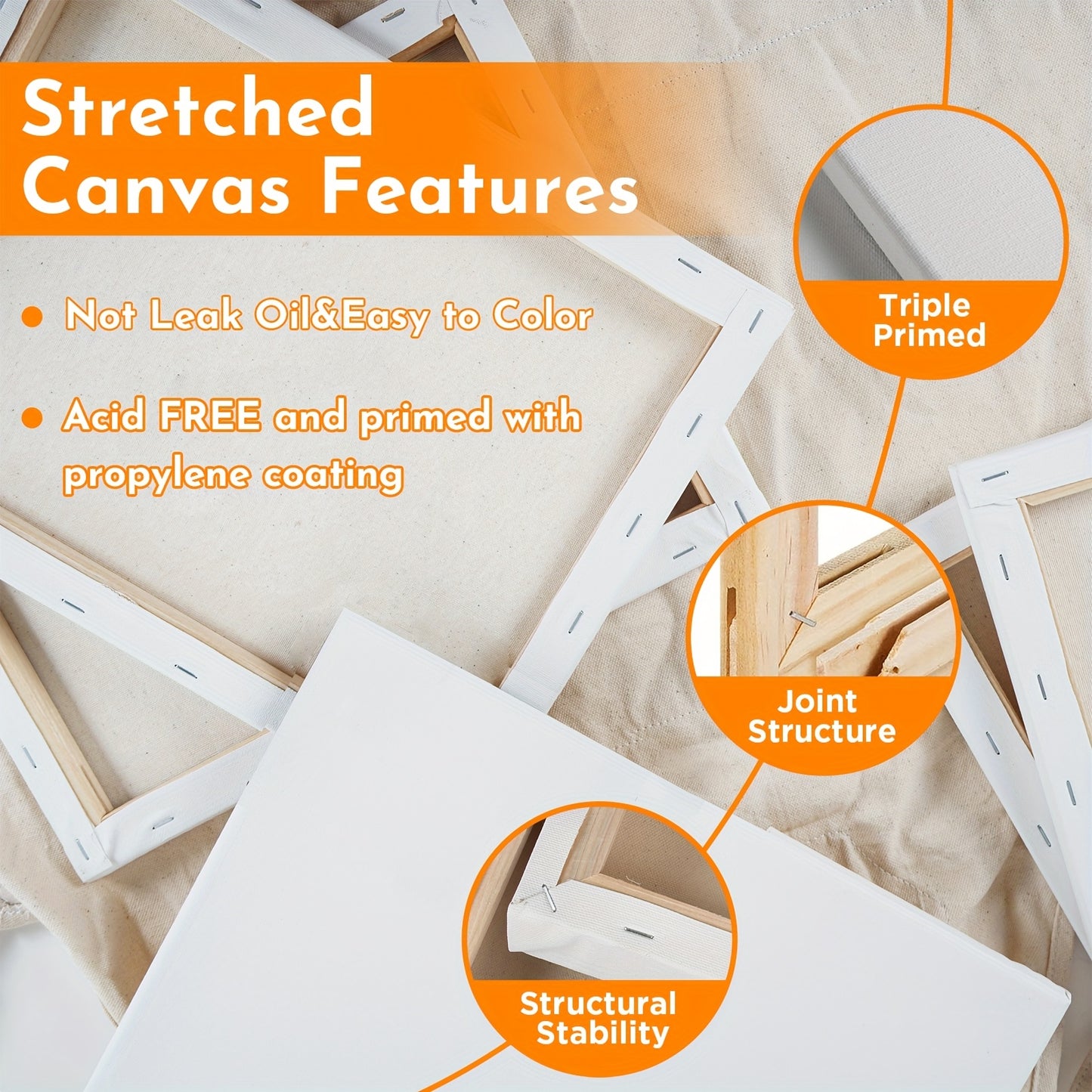 Conda Artist Quality Stretched Canvases Bulk Pack Set