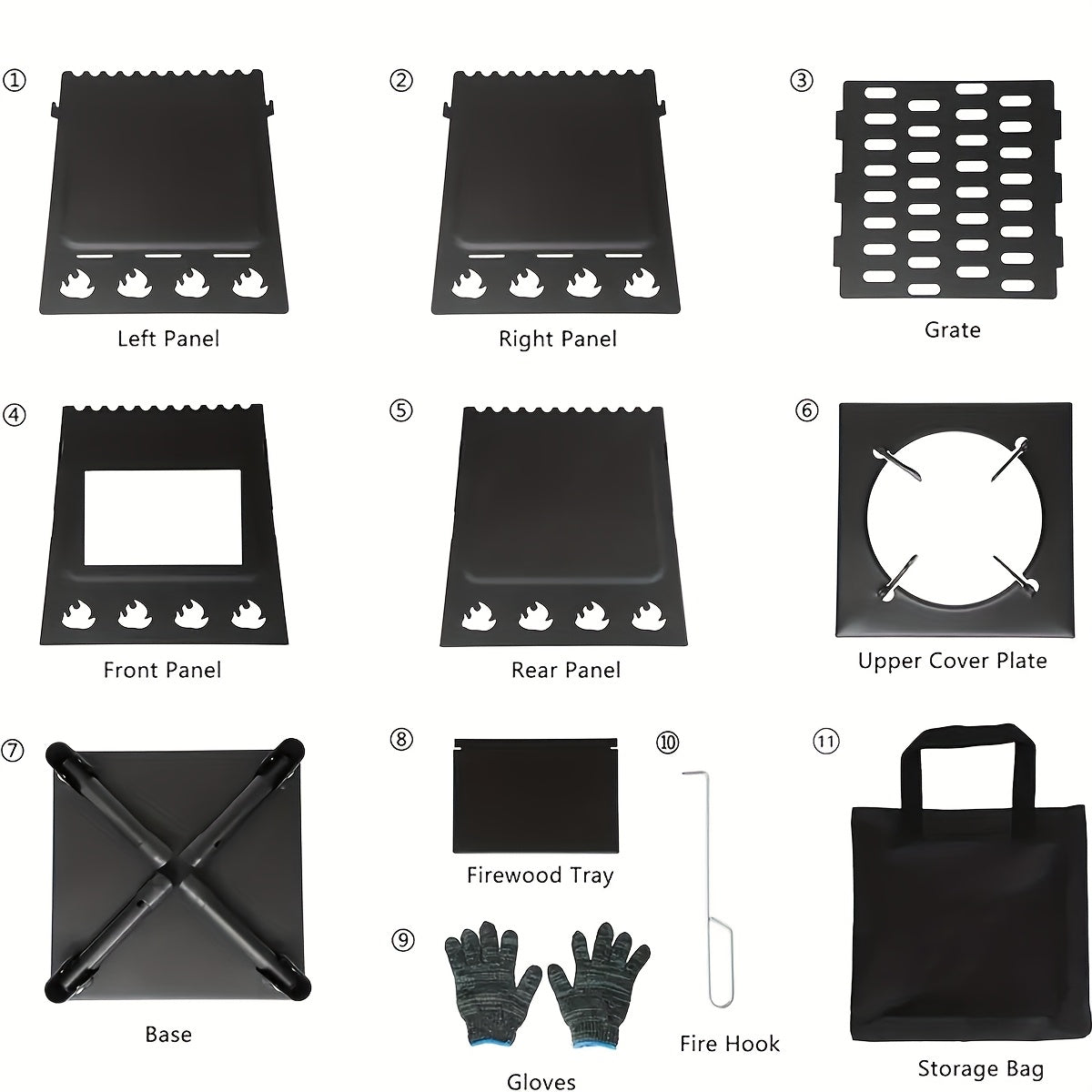 Portable Cast Iron Wood Burning Camp Stove - Heavy-Duty Outdoor Cookstove & Heater with Chimney Design, Air Vents & Sturdy Legs for Camping, Hiking, Picnic, BBQ - Firewood/Charcoal Compatible, No Electricity/Flint/Magnesium N