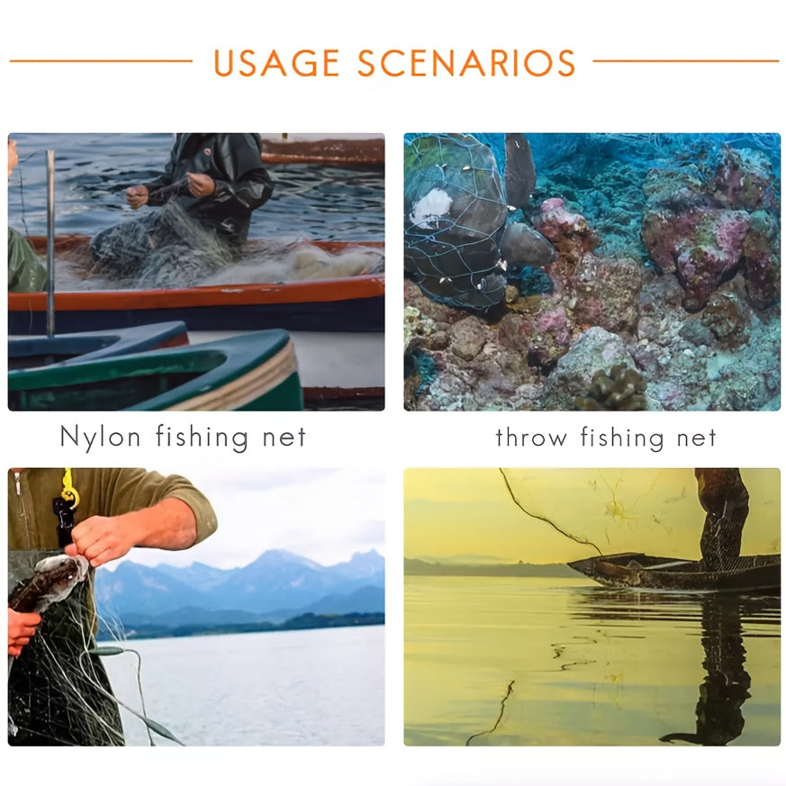 8ft 10ft Fishing Cast Net For Bait Nylon Mesh 1.3cm Saltwater Net With Heavy Duty Zinc Sinker Weights