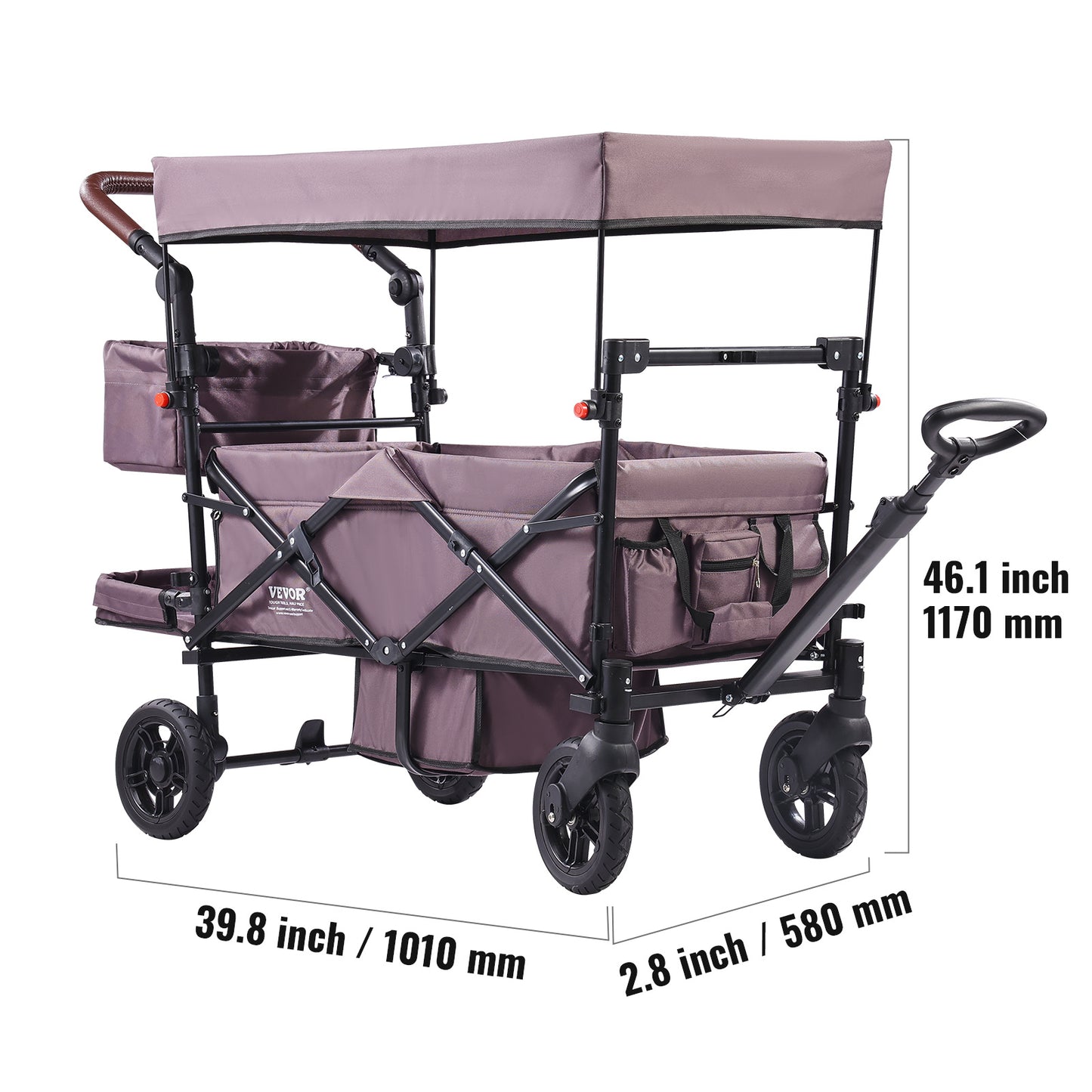 VEVOR Tandem Stroller For 2 Kids Adjustable Handle Canopy