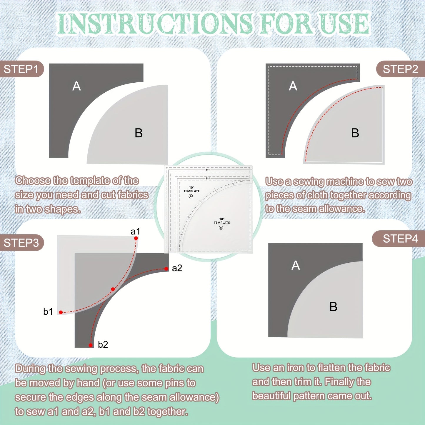 DREYOO Three Large Quilting Rulers And Templates For Patterns