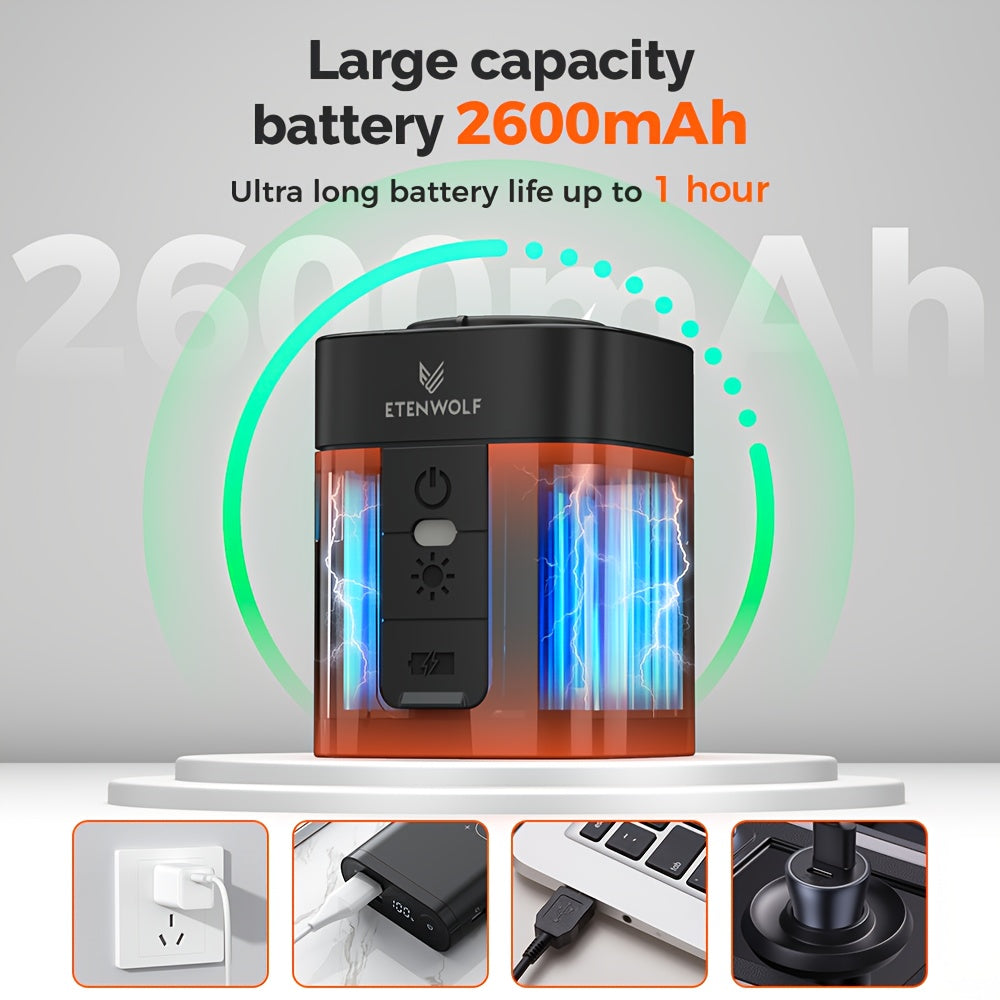 ETENWOLF Portable Air Pump 2600mAh Battery & Camping Light Mini Air Pump for Air Mattress, Pool Floats, Vacuum Storage Bags USB Charging, Compact Keychain Design for Travel, Camping & Outdoor Gear, Camping Must Haves, Camping