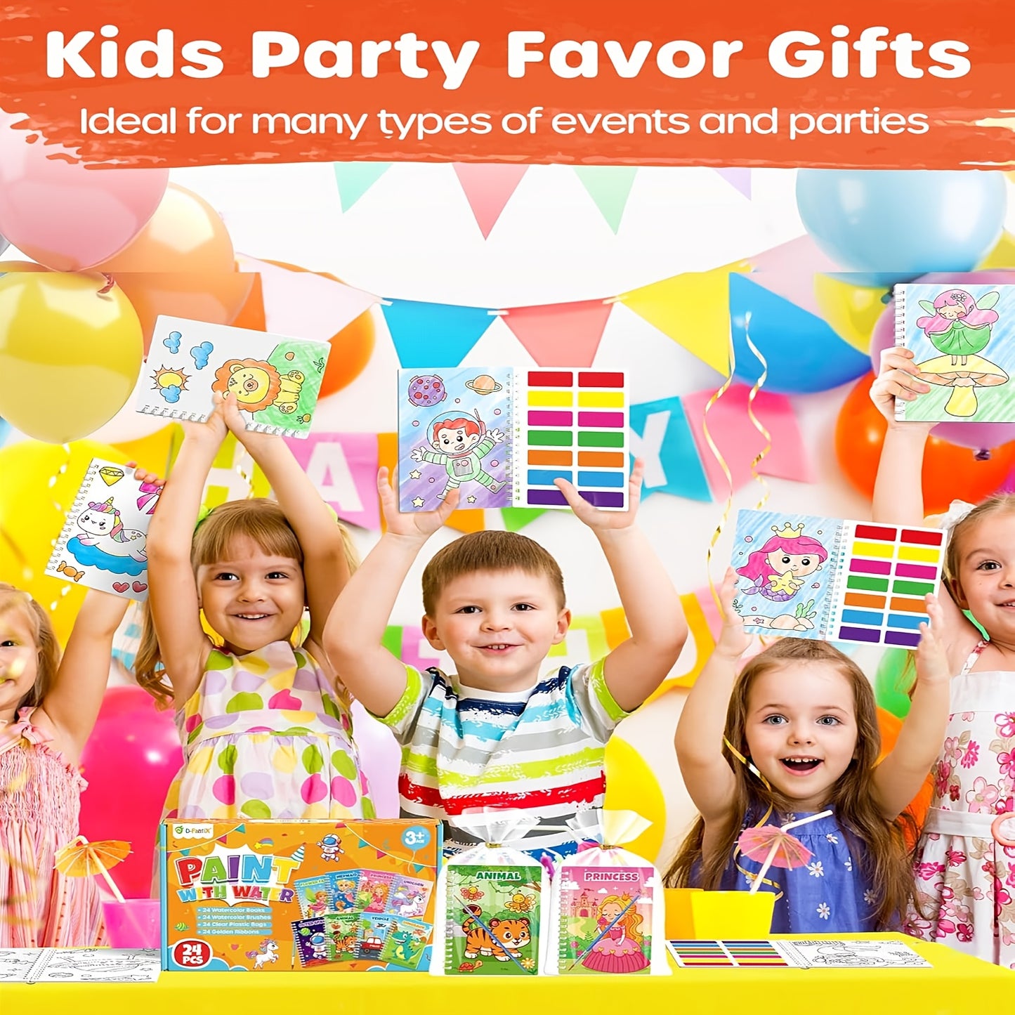 24 Pack Paint With Water Colouring Books For Kids Ages 4 To 12 Mixed Color Paper For Birthday Favors And School Prizes