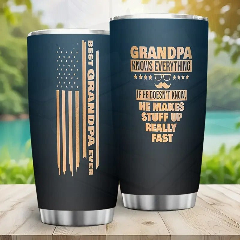 Funny Grandpa Retirement Birthday Gift Insulated Stainless Steel Travel Mug for Seniors Perfect Gag Present for Grandpas