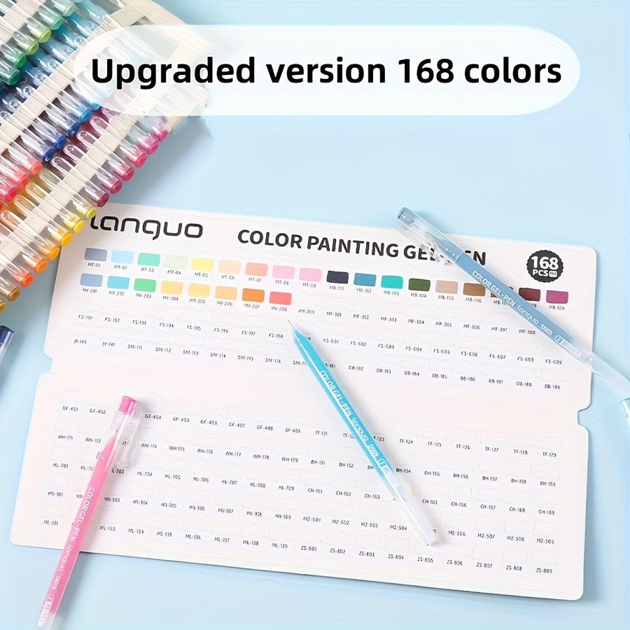 Languo's New Portable 168pcs Set Of Hand Account Pens, Including Large Capacity Hand Account Neutral Pens, Drawing Pens, Highlighter Pens, And Marker Pens, Are Suitable for Office And Painting Purposes, As Well As for Artisti