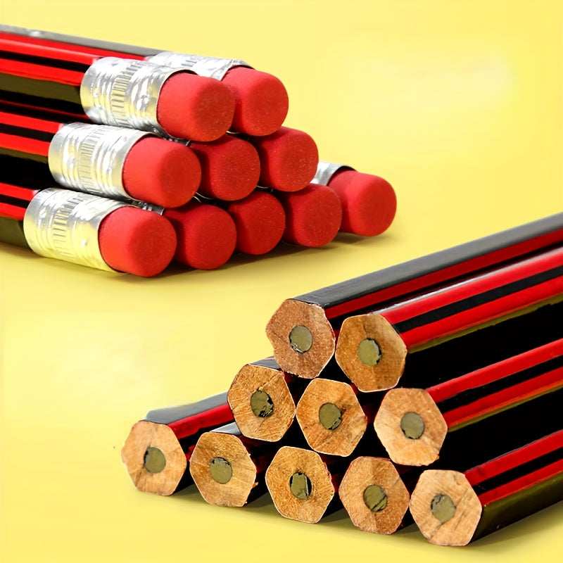 HB Pencils With Eraser 0.3mm Fine Point Red And Black Comfortable Grip For Students Writing Sketching Pack Of 50 Or 100