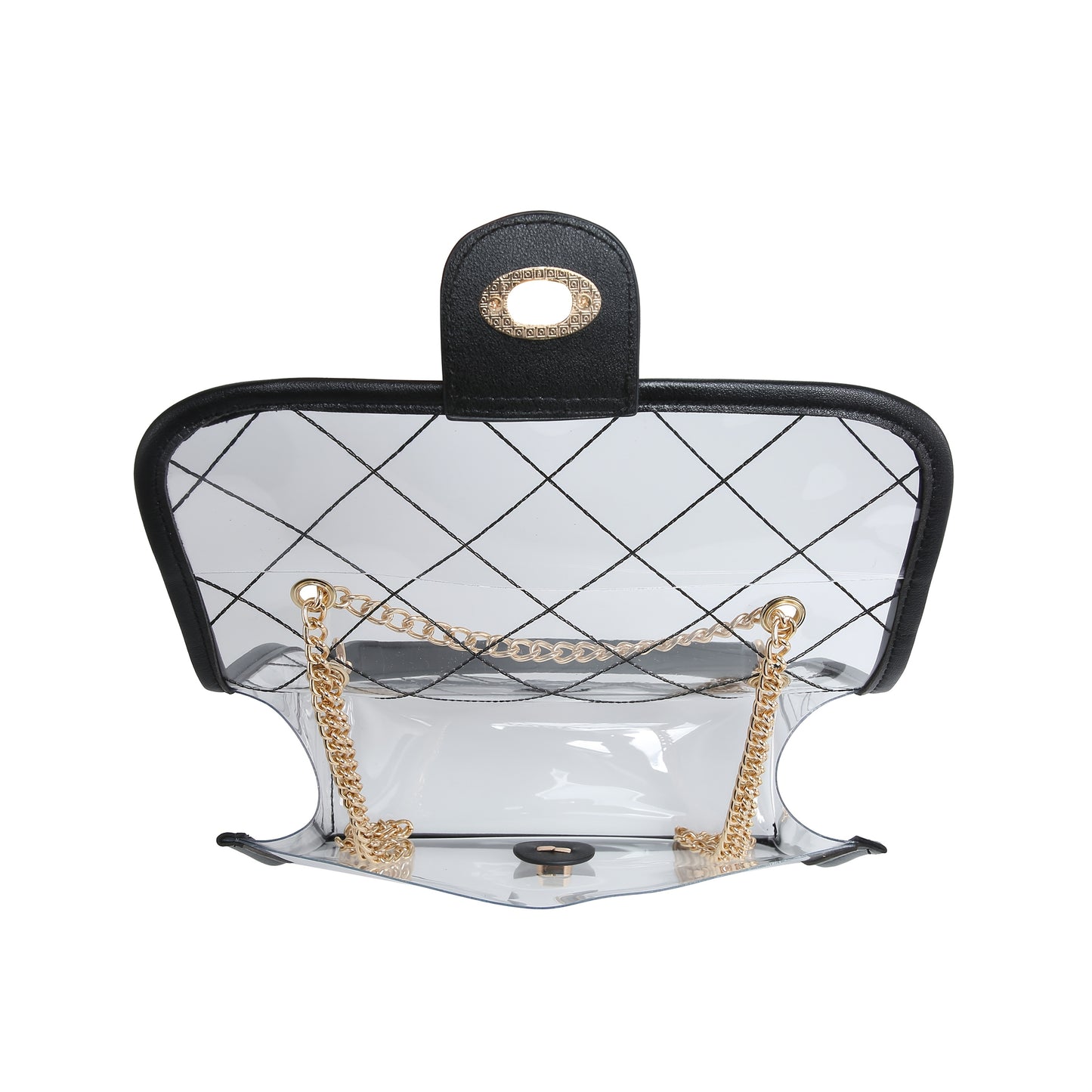 Ragsto Womens PVC Transparent Crossbody Bag With Chain Closure