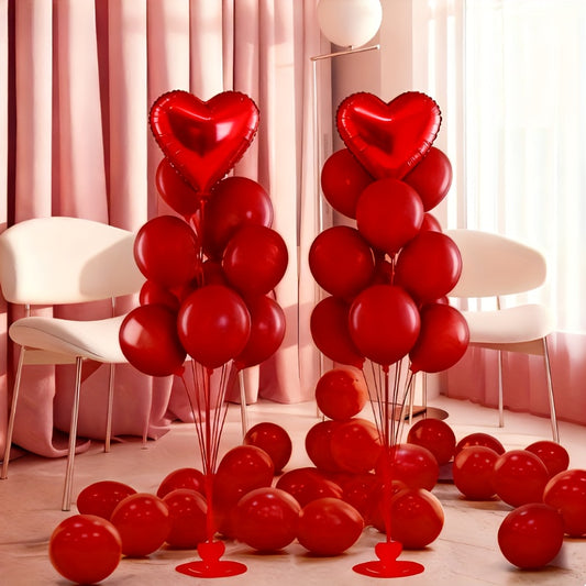 Valentine Balloon Tree Kit 2pcs With Red Latex Balloons And 18 Inch Red Heart Balloon For Valentines Day Wedding Set