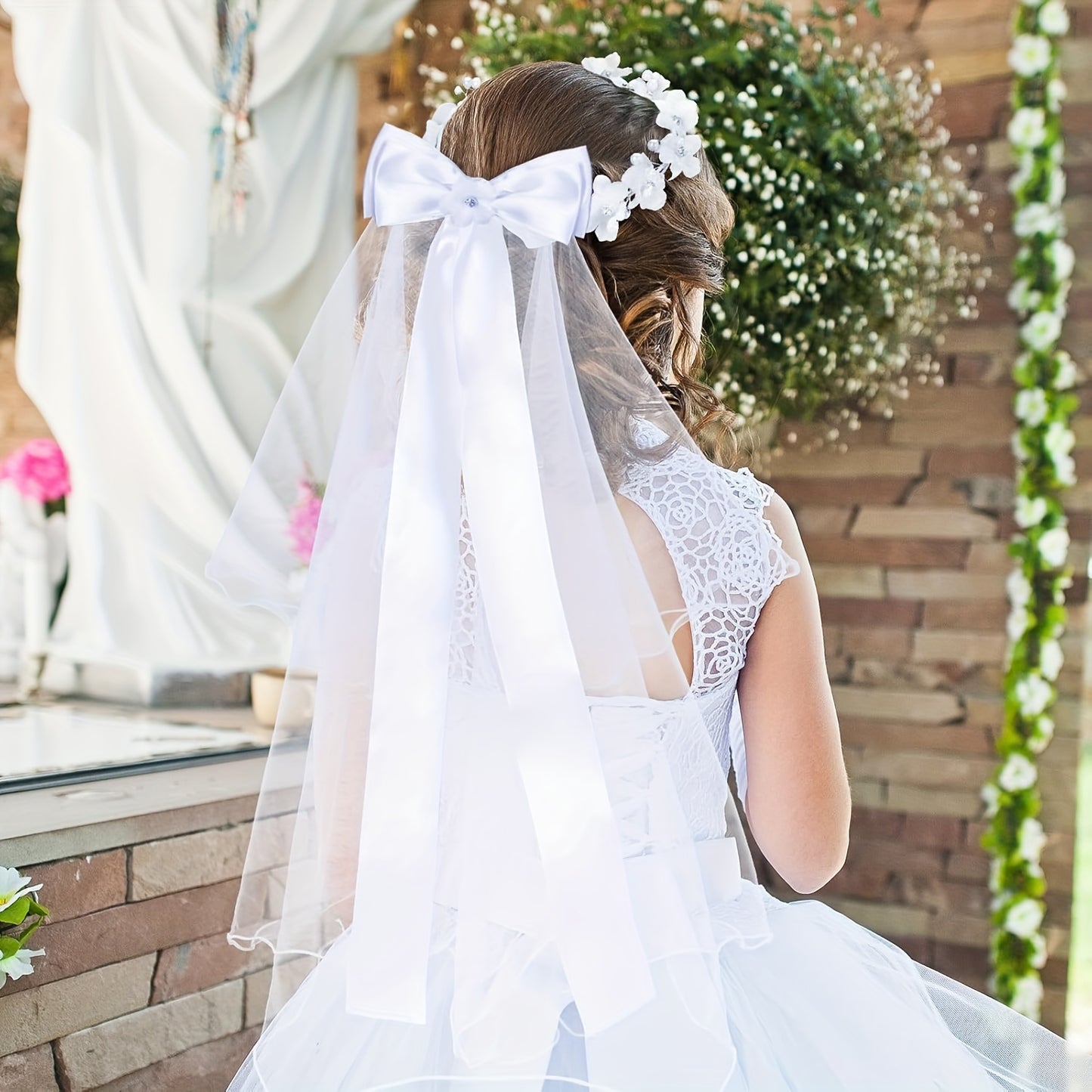 CHUMIA Complete First Communion Outfit Veil Wreath Headpiece Necklace