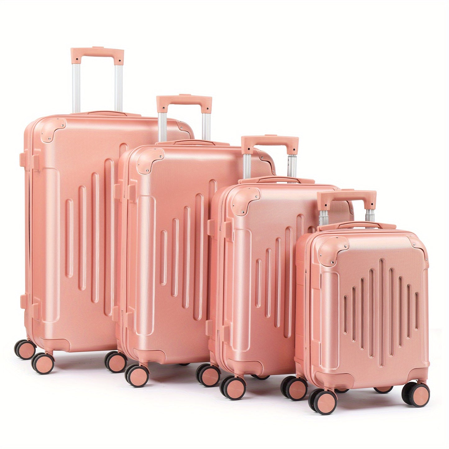 AUTOFOREVER Rose Golden ABS Trolley Case 12 16 20 24 28 Inch With Spinner Wheels And Combination Lock