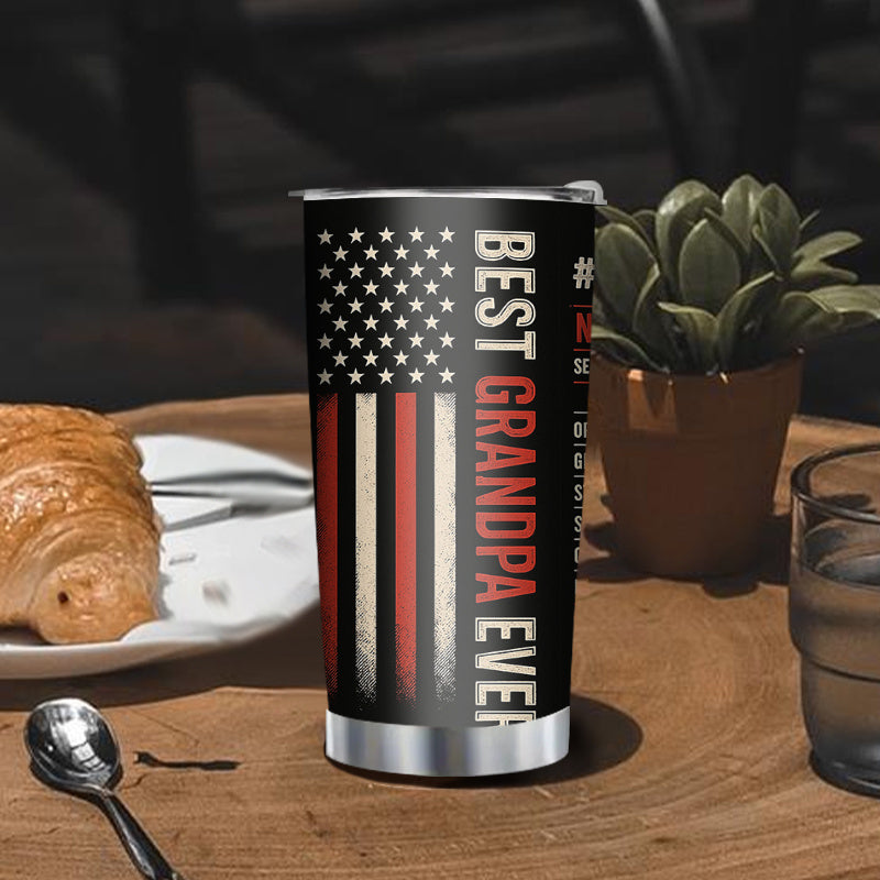 1pc Grandpa-Themed 20oz Stainless Steel Travel Mug - Leakproof Thermos Cup with American Flag design, Keeps Hot/Cold Drinks for Hours, Dad Grandpa Gifts for Father's Day, Birthday, Christmas - Easy-Clean Surface