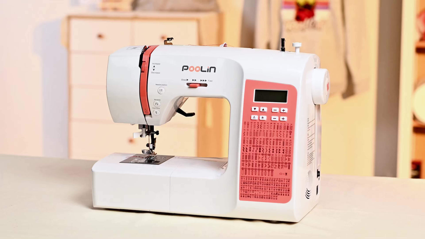 POOLIN EOC02RE Electronic Sewing Machine With 293 Stitches