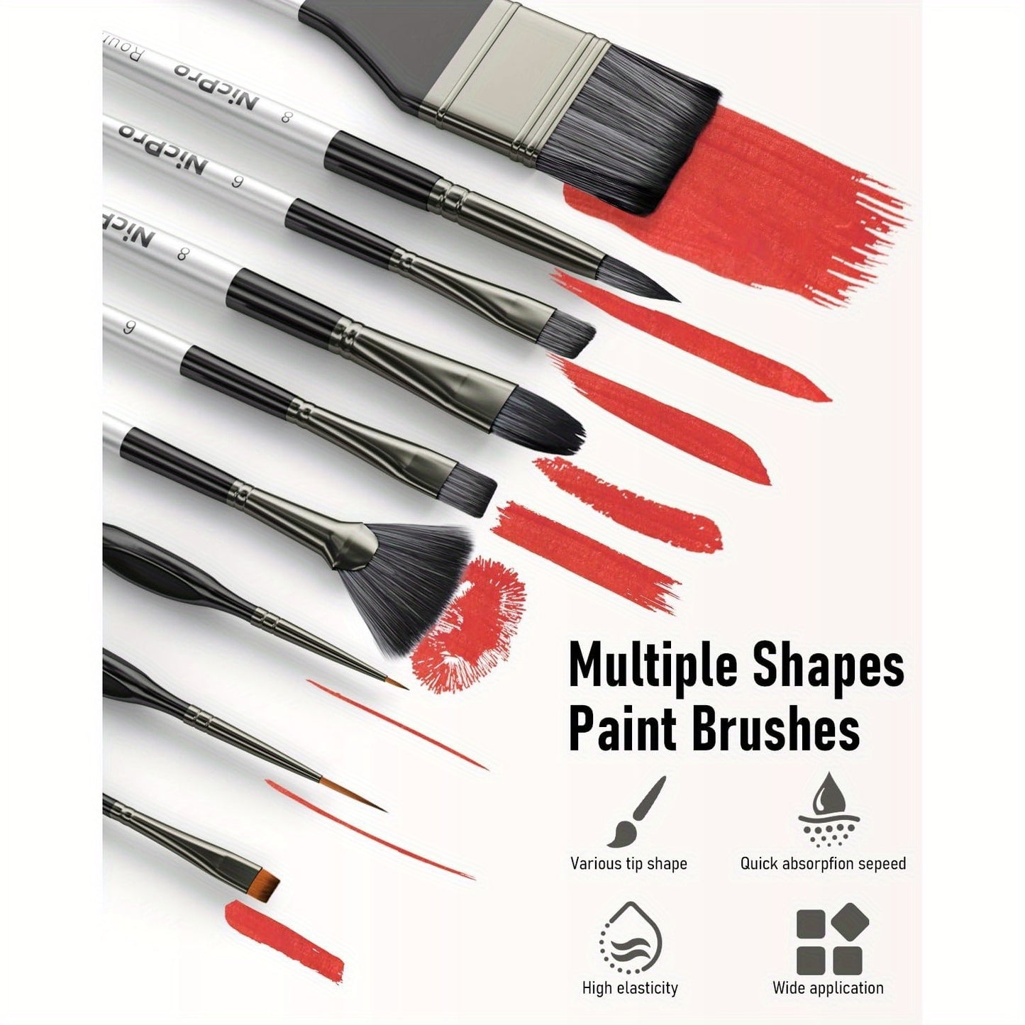 36 Piece Paint Brush Set With Palette Knife Cloth Roll