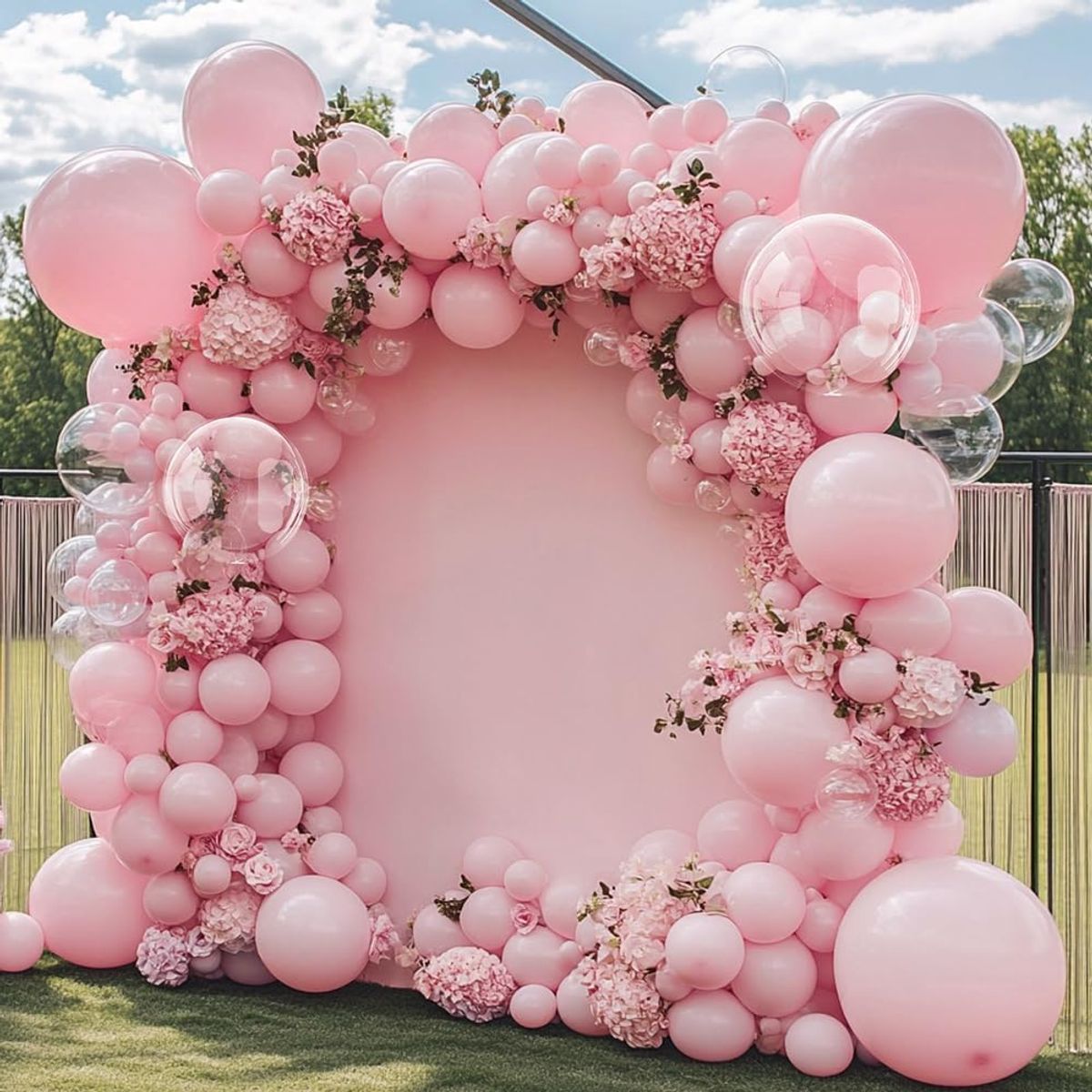 Pastel Pink Balloons Double Stuffed Pink Balloons Different Sizes Clear Bobo Balloon Garland Arch Kit 18/12/5 Inch for Birthday Shower Wedding Gender Reveal Party Decorations, Birthday Balloons Decoration Set, Balloon Garland
