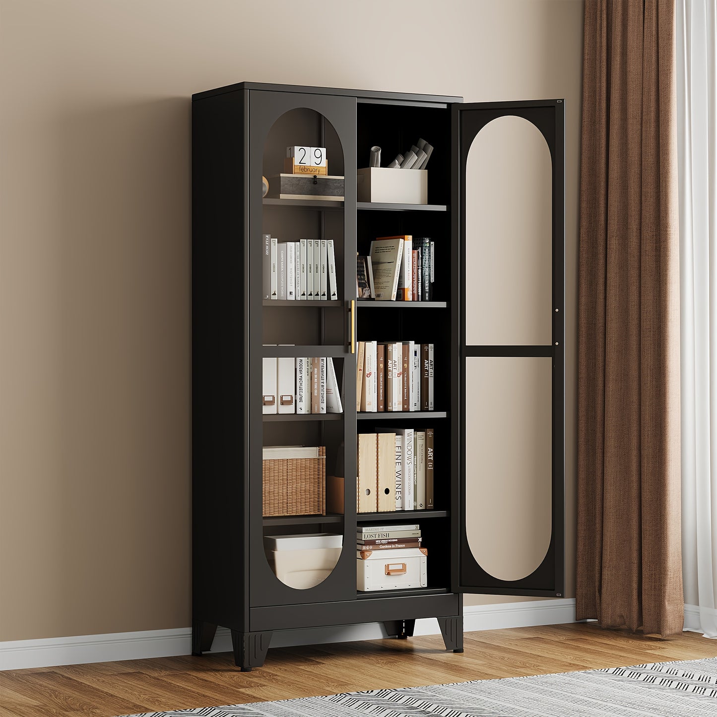 Metal Glass Display Cabinet With Adjustable Shelves For Exhibits