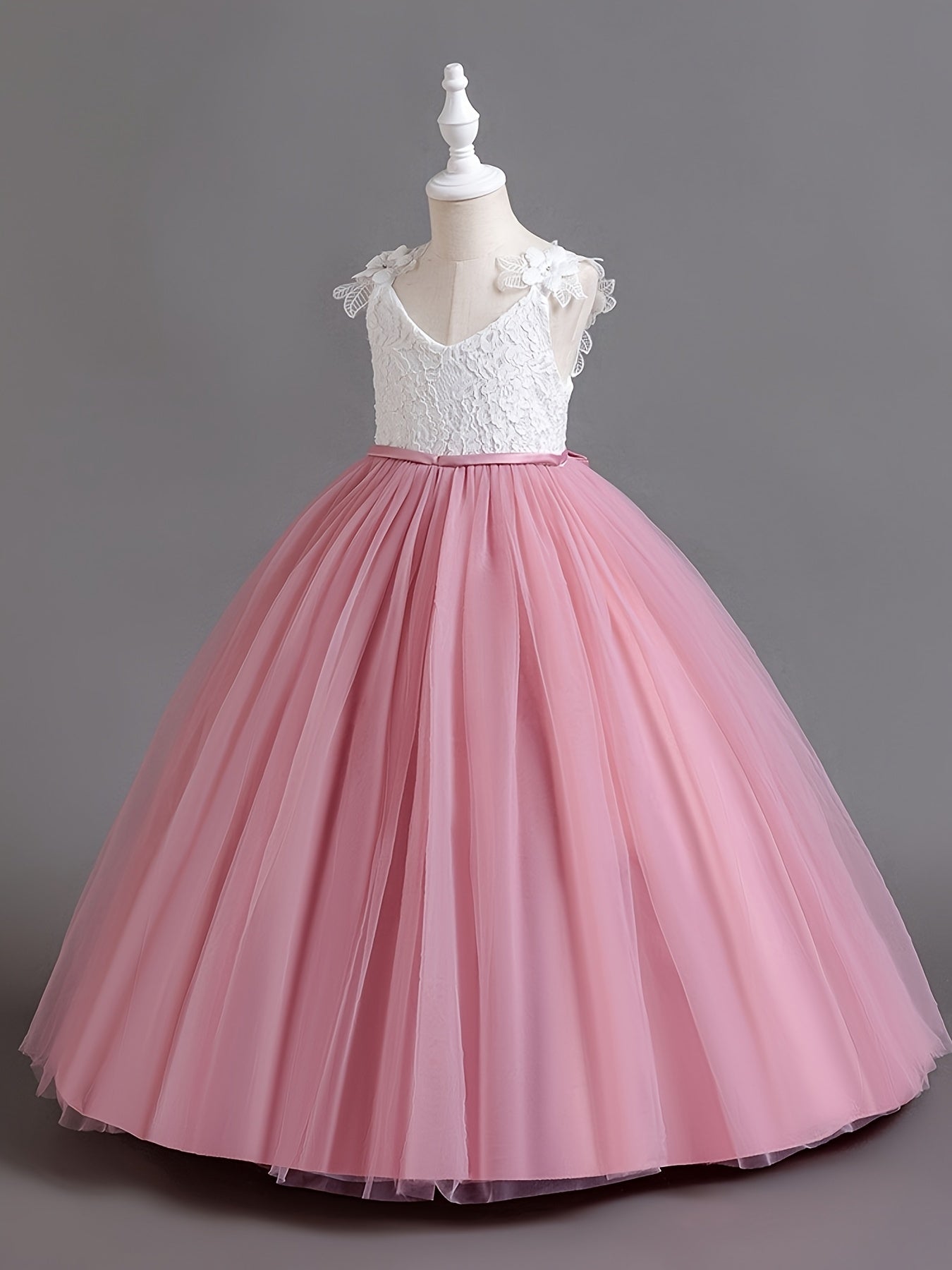Girls Wedding Dress Strapless Mesh Princess Dress For Weddings Proms