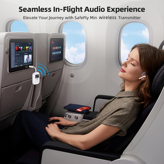1Mii Wireless 5.3 Airplane/TV Adapter With Dual Pairing & AptX Low Latency - Wireless Transmitter For 3.5mm Headphones, Travel Essentials (White)