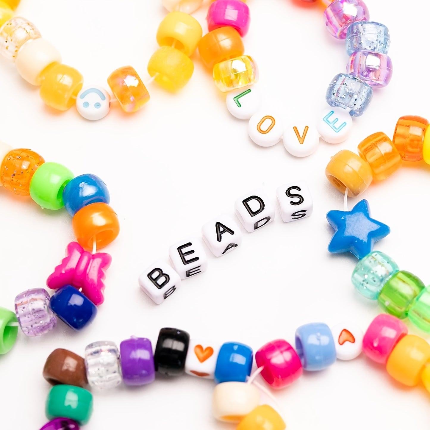 Acrylic Pony Beads Kit With Letter And Heart Charms 4900 Pcs Rainbow Beads For Jewelry Making And Bracelet Crafting