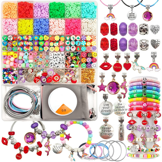 3300pcs Bracelet Making Kit with Unicorn & Mermaid Beads - 3300 Beads for Charm Jewelry Crafting, Pre-Collected for DIY Friendship Bracelets, Birthday Party Supplies, Christmas Gifts for & s (No Additional Beads Needed)