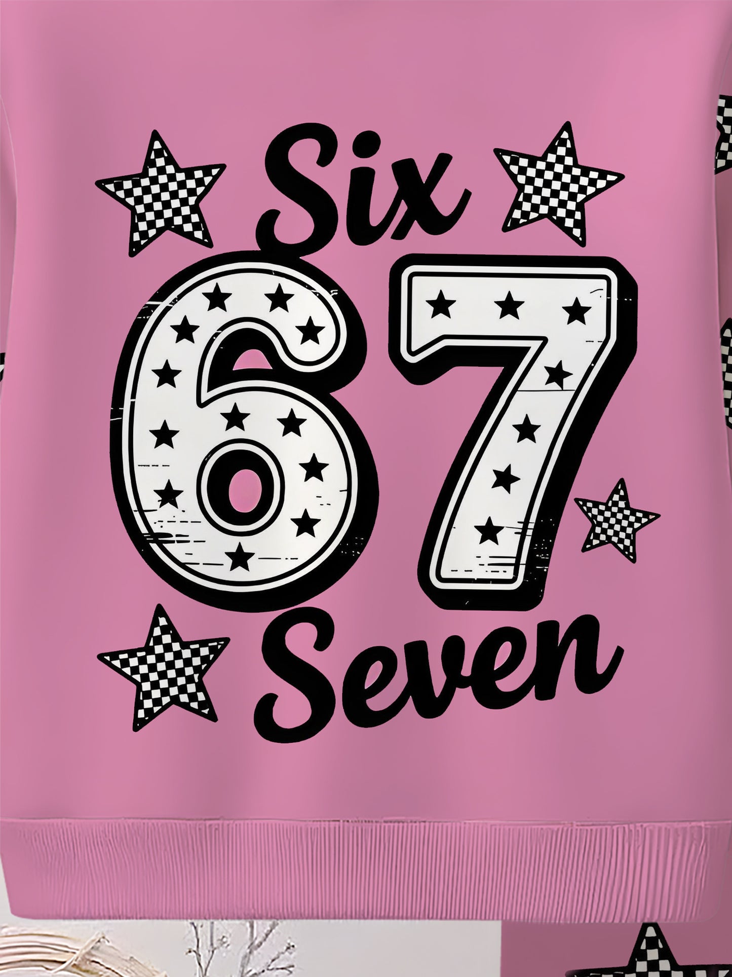Pink Star and "67" Digital Hoodie Set | Fully Printed Star Mang Patterns, High-Quality Skin-Friendly Fabric, Warm Hood, Playful and Fashionable Design, Perfect for Spring/Fall, for Outdoor