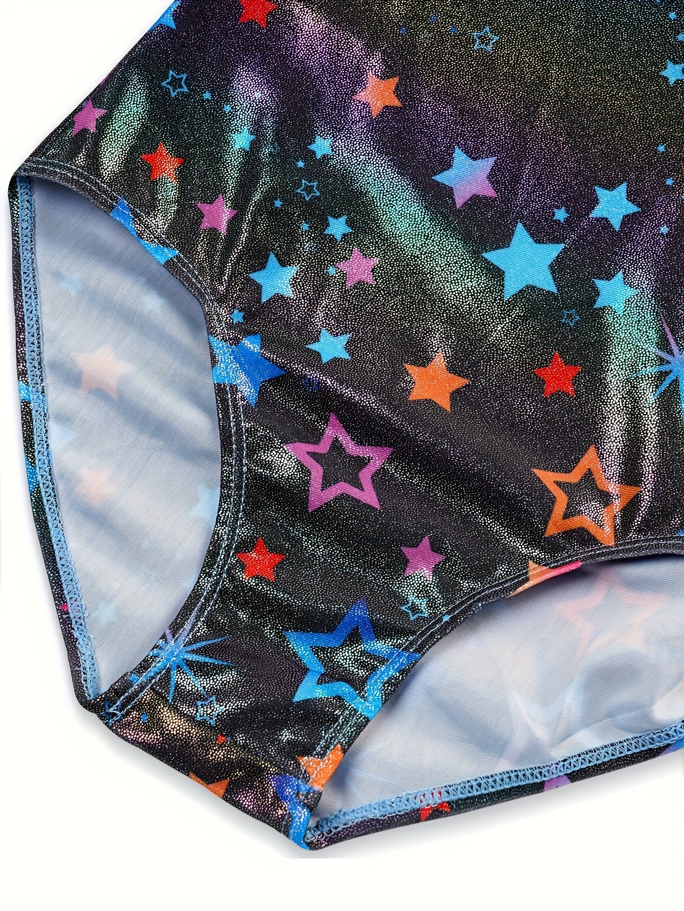 3pcs Gymnastics Leotards for Girls, Youngsters Sleeveless Y-neck Glitter Stars Dance Unitards Biketards with Shorts + Hair Scrunchies Purple, Cute Gymnastics Outfits for Girl, for Outdoor, Perfect for Outdoor