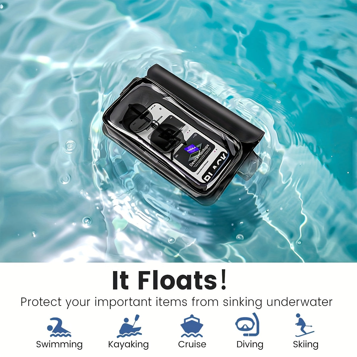 RYNAPAC Waterproof Waist Bag With Adjustable Waistband Double Compartment Fits Up To 7.5 Inches For Galaxy Phones Beach