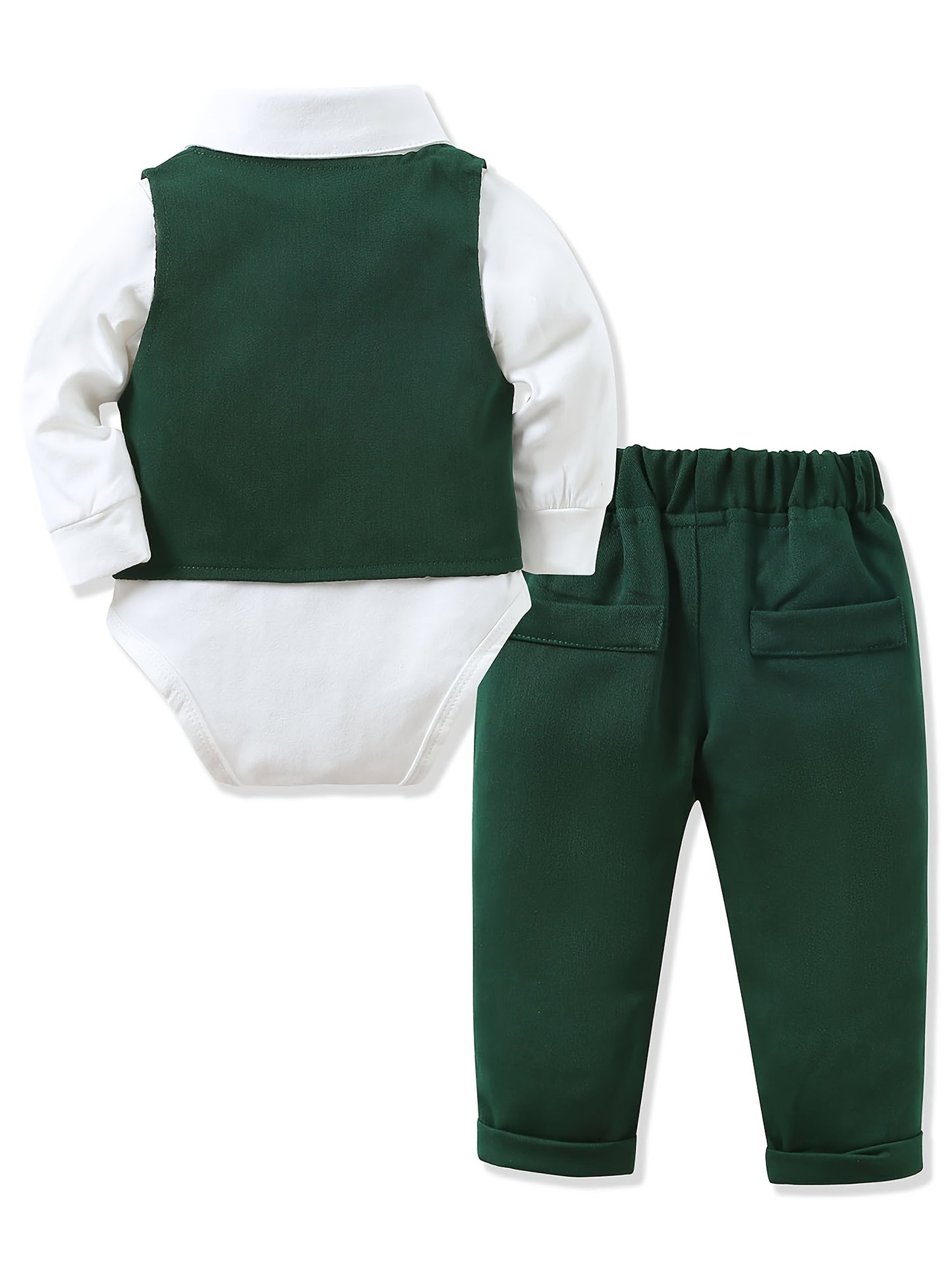 Baby Boy Formalwear Suit Set Shirt Bow Tie Vest Pants