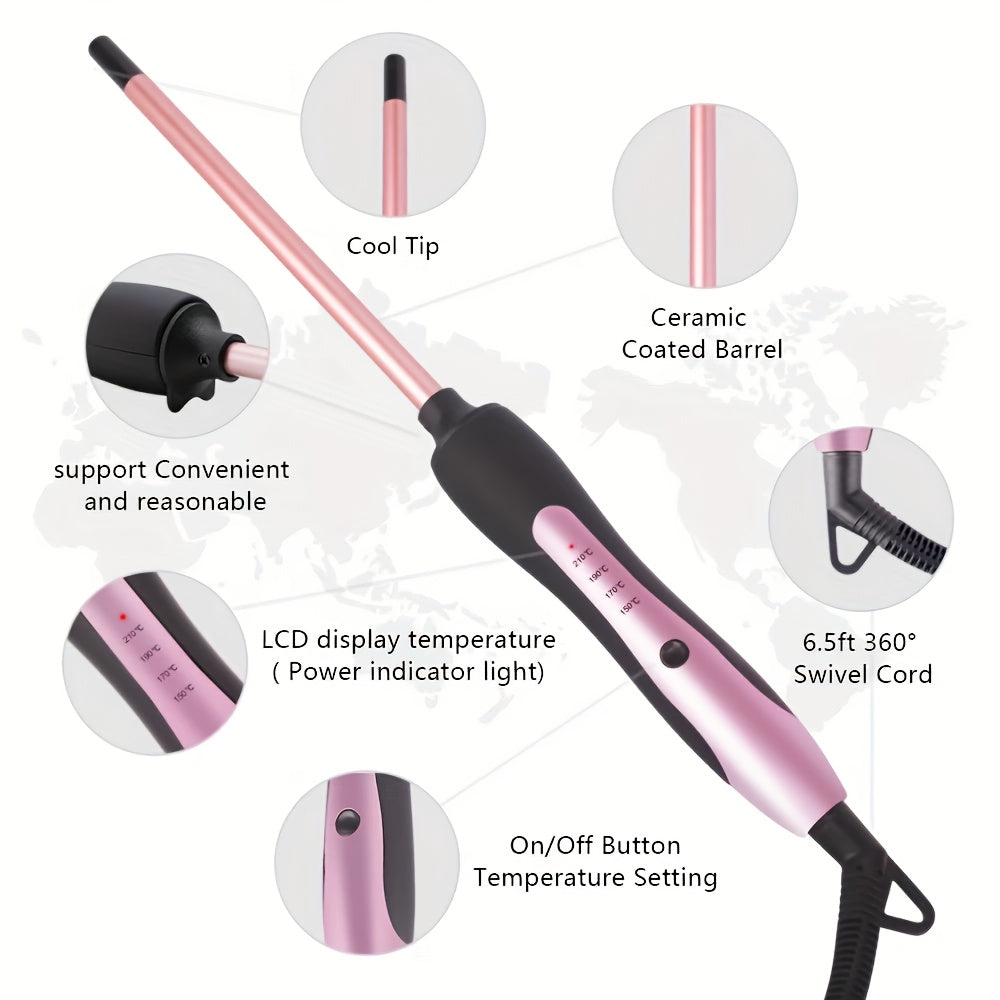 Compact Curling Iron With Ceramic Coating Heats Fast