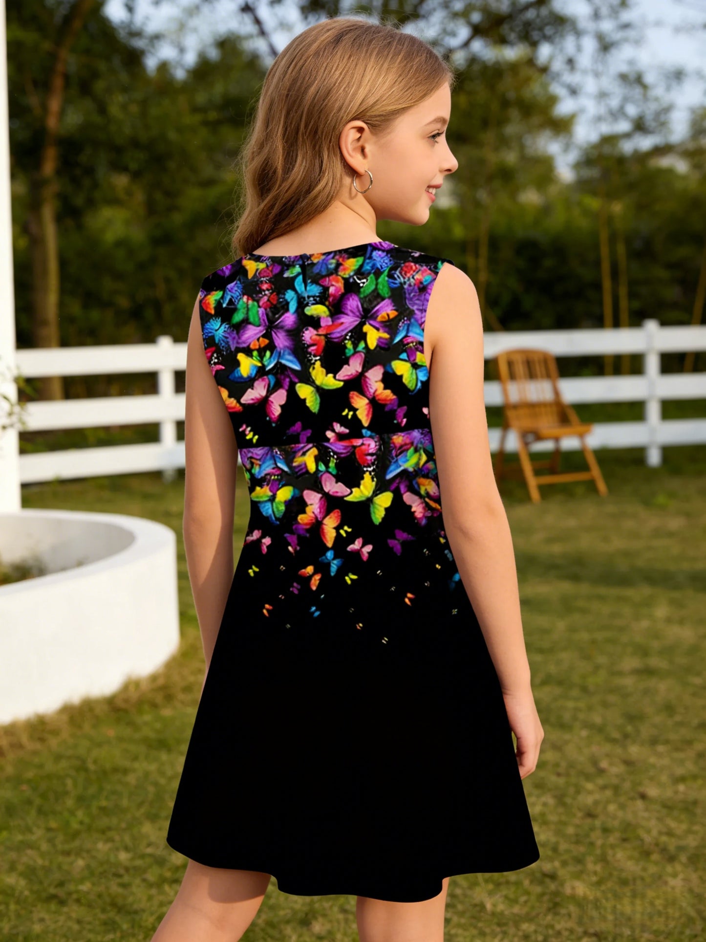 1pc, 3-12 Years Girls' Spring/Summer Sleeveless Dress with 3D KPOP Girl Group Patterns | Suitable for Outdoor Leisure, Beach, Birthdays, and School Wear, Machine Washable, Casual Style