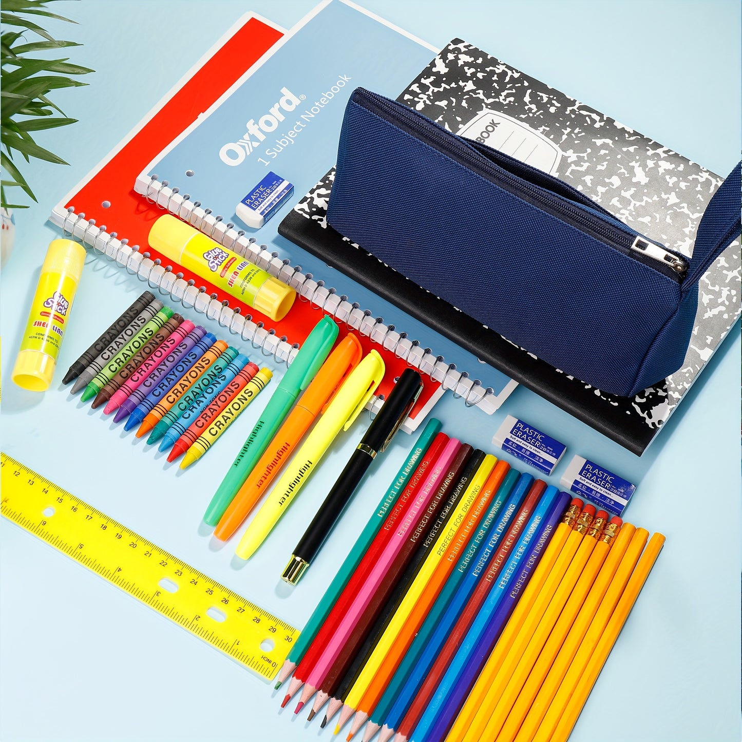 45pcs Stationery Set, Essential School Supplies, Including Folders, Notebooks, Pencils, Pens And Many Other Items