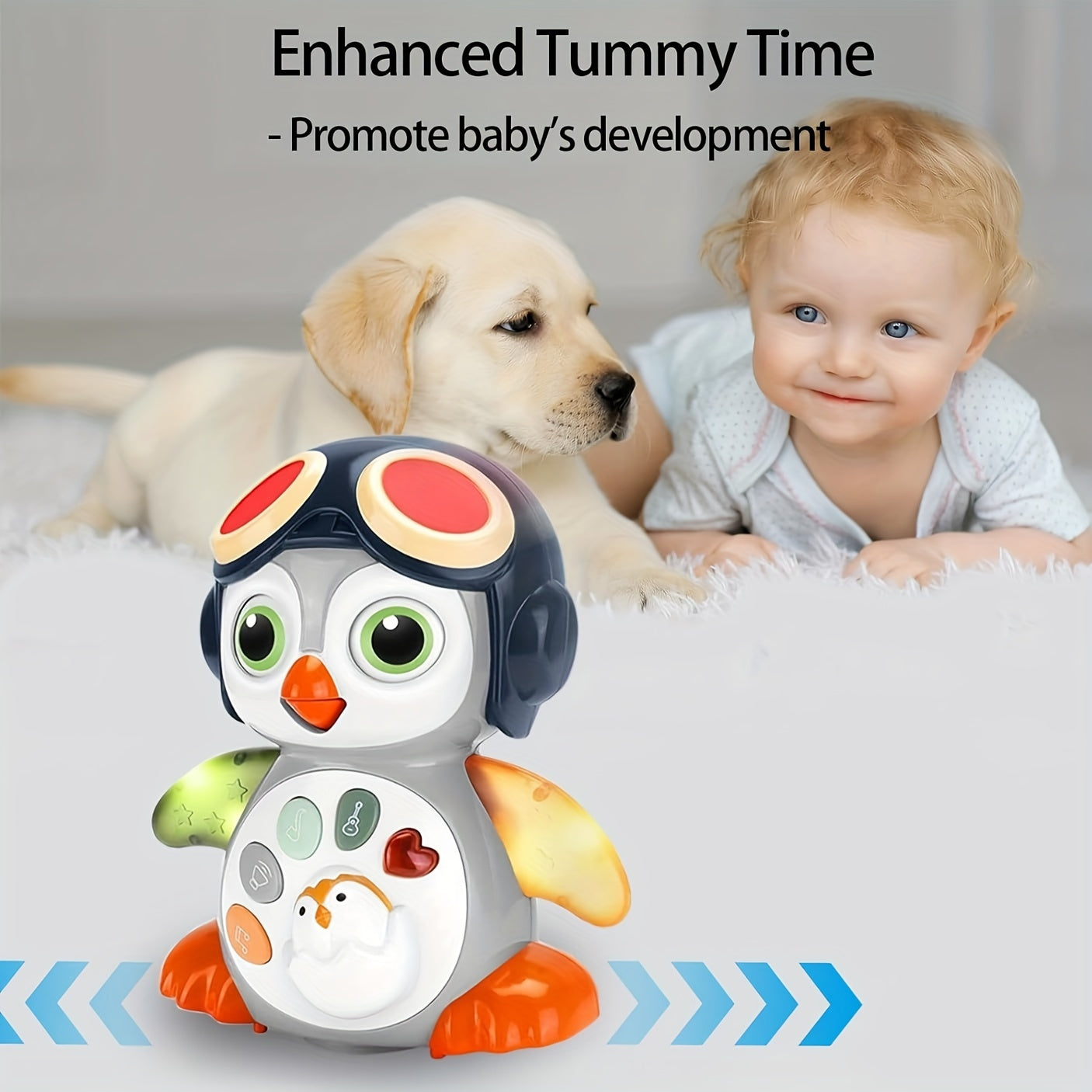 Crawling Penguin Baby Toy Musical Lights For Tummy Time Play