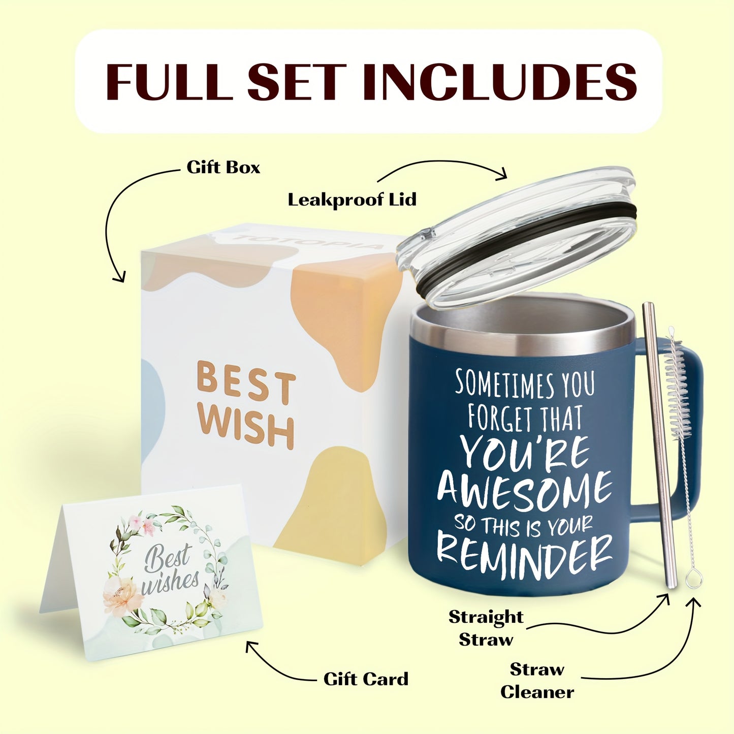 14 Oz Stainless Steel Coffee Mug For Men With Lid Gift For Birthday Christmas Valentines Day Husband