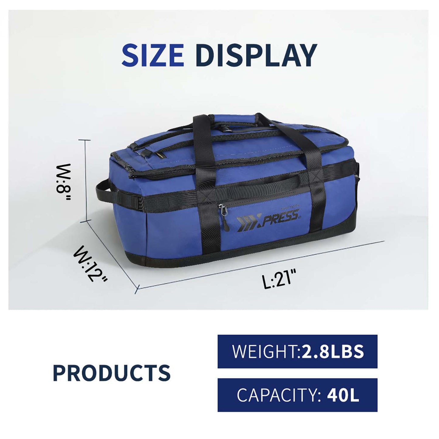 40L Travel Backpack 3-in-1 Convertible Duffle Bag with Shoulder Strap, Heavy-Duty Durable Polyeste Waterproof Bag for Men & Women, Business, Weekend, Camping, Overnight Backpack