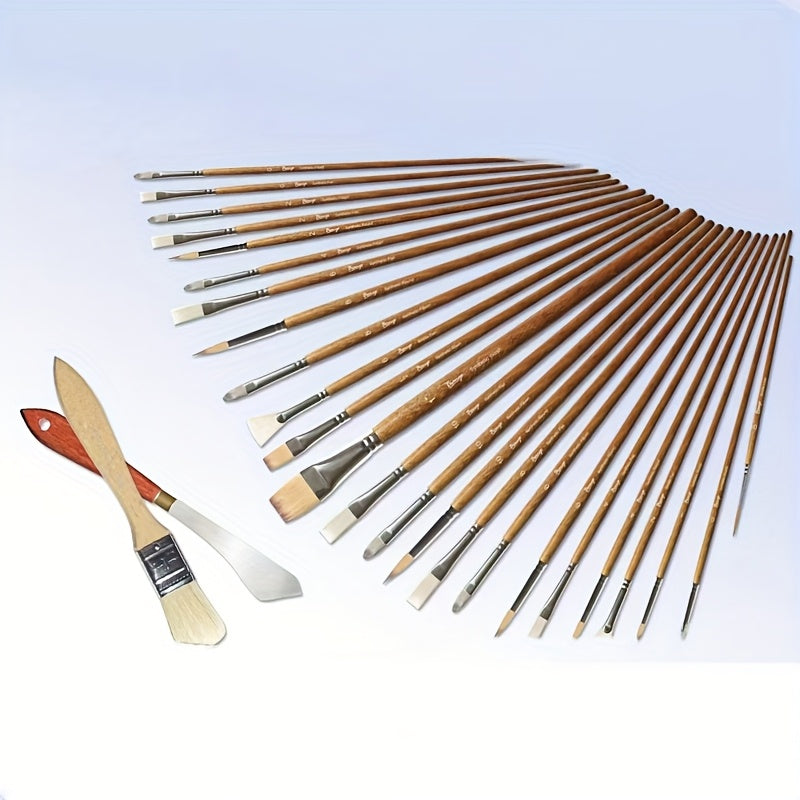 Multi Spec Paint Brush Set With Palette Knives Zipper Case