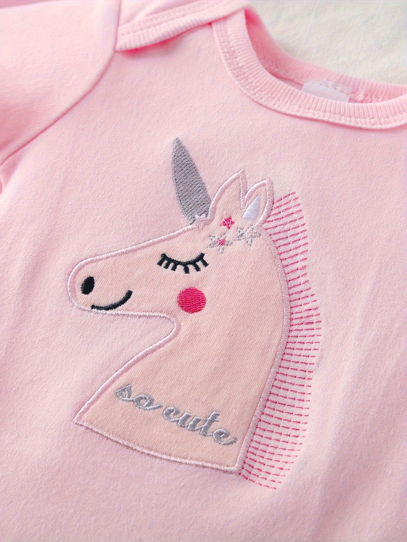 5 Piece Set Baby Girl Cartoon Triangle Onesie Crawling Suit All Season Cotton Machine Washable Cute Outdoor Wear